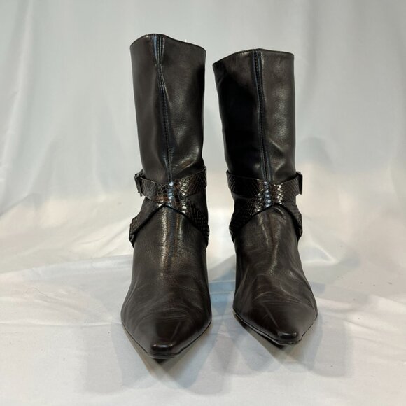 Nine West Dark Brown Leather Boots | Women’s 7.5 - Picture 2 of 4